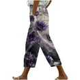 thumbnail image 2 of Simua Women's Capri Pants Summer Casual Beach Drawstring Elastic Waist Loose Print Cropped Trousers, 2 of 5