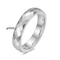 thumbnail image 2 of PAMTIER Unisex Tungsten Steel 4MM Cool Simple Classic Thin Mirror Polished Dome Polygonal Rhombus Multi-Faceted Ring Wedding Band Silver Size 7, 2 of 6