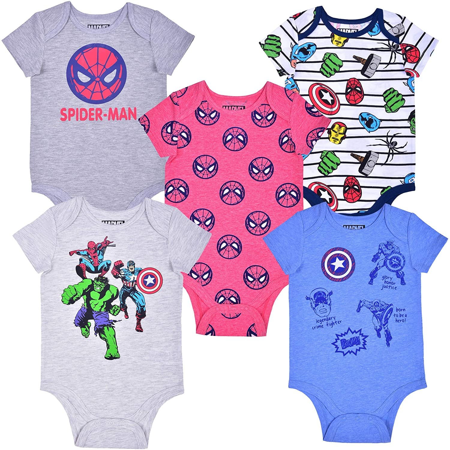 Marvel The Avengers Baby Boys Sleepsuits Babygrows 3 Pack Newborn Brand New 