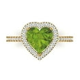 thumbnail image 2 of 2.27 ct Brilliant Heart Cut Natural Peridot 14k Yellow Gold Halo Solitaire with Accents Bridal Wedding Engagement Promise Anniversary Ring for Women size 7.75, 2 of 7