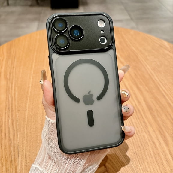 Dteck Magnetic Case for iPhone 17 Pro Max,Shockproof Matte TPU PC Case Built-in Camera Lens Protector Compatible with Mag Safe Back Cover for iPhone 17 Pro Max,Black
