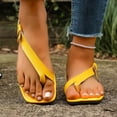 thumbnail image 2 of Shrysg Women's Strappy Flat Square Toe Thong Sandals Comfortable Casual Summer Flip Flops for Vacation Beach Outdoor Leisure Yellow, 2 of 9