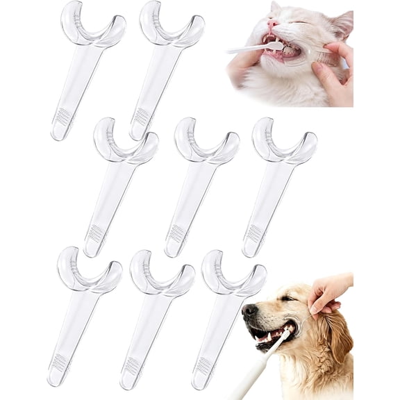 Dog Dental Mouth Opener,8PCS T-Shaped Cheek Retractor, Dog Mouth Opener for Teeth Cleaning,Clear Reusable Tooth Brushing Helper for Oral Care