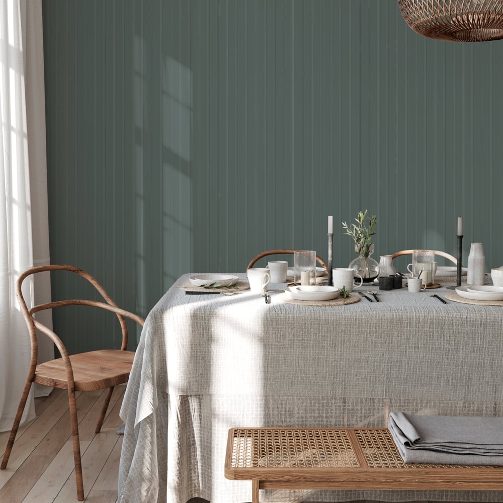 Tempaper Beadboard Teal Peel and Stick Wallpaper, 20.5" x 16.5'