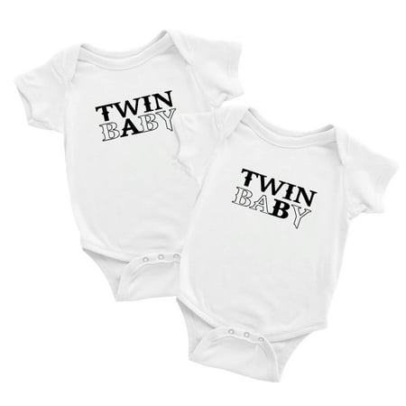 

1 Pc Twin Baby A/B Baby Girls Boys Bodysuit Short Sleeves Jumpsuit (White 18-24M)