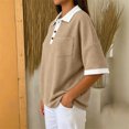 thumbnail image 6 of JOANKDMI Waffle Knit Shirts for Women Short Sleeve Collared Tops Color Block Casual Basic Tees with Pocket Relaxed Fit Summer Daily Clothes Athletic Golf Top, 6 of 7