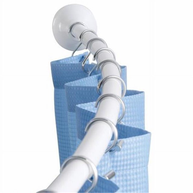 J & M Home Fashions 79071 White Adjustable Curved Shower Rod, 41 x 72 in.