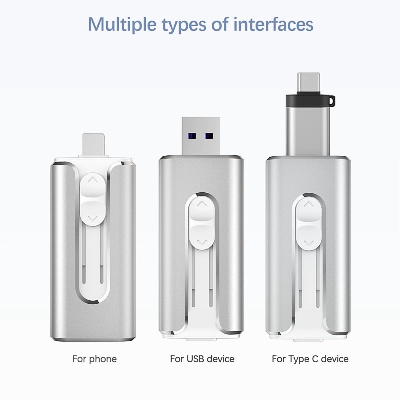 256GB USB 3.0 Flash Drive TOPESEL 3-In-1 Metal USB External Storage Thumb Drive OTG Android Phone and Computer