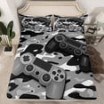 thumbnail image 3 of Feelyou Grey Game Controller Twin Sheet Sets, Fashion Camo Abstract Twin Fitted Sheet, Cartoon Gamepad Theme Flat Sheet, Ultra Soft Bedroom Decor, 3-Piece, 3 of 8