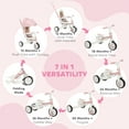 thumbnail image 4 of Qaba 7 in 1 Toddler Tricycle with Adjustable Parent Handlebar, Pink, 4 of 10