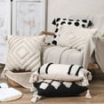 thumbnail image 5 of Namzi Boho Tufted Decorative Lumbar Throw Pillow Cover with Tassels Cotton Geometric Diamond Cushion Cover for Couch Sofa Bed (Stripe,12"x20"), 5 of 5