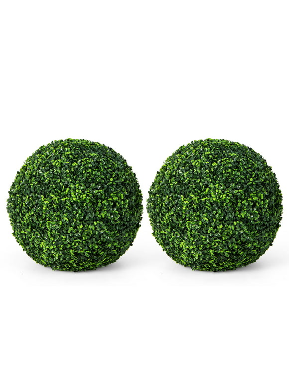 Gymax 2 PCS Artificial Plant Topiary Ball 19'' Faux Decorative Balls for Indoor Outdoor