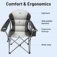 thumbnail image 2 of Oversized Camping Folding Chair, Heavy Duty Padded Chair with Cup Holder Storage and Cooler Bag for Outdoor,Black Gray, 2 of 8