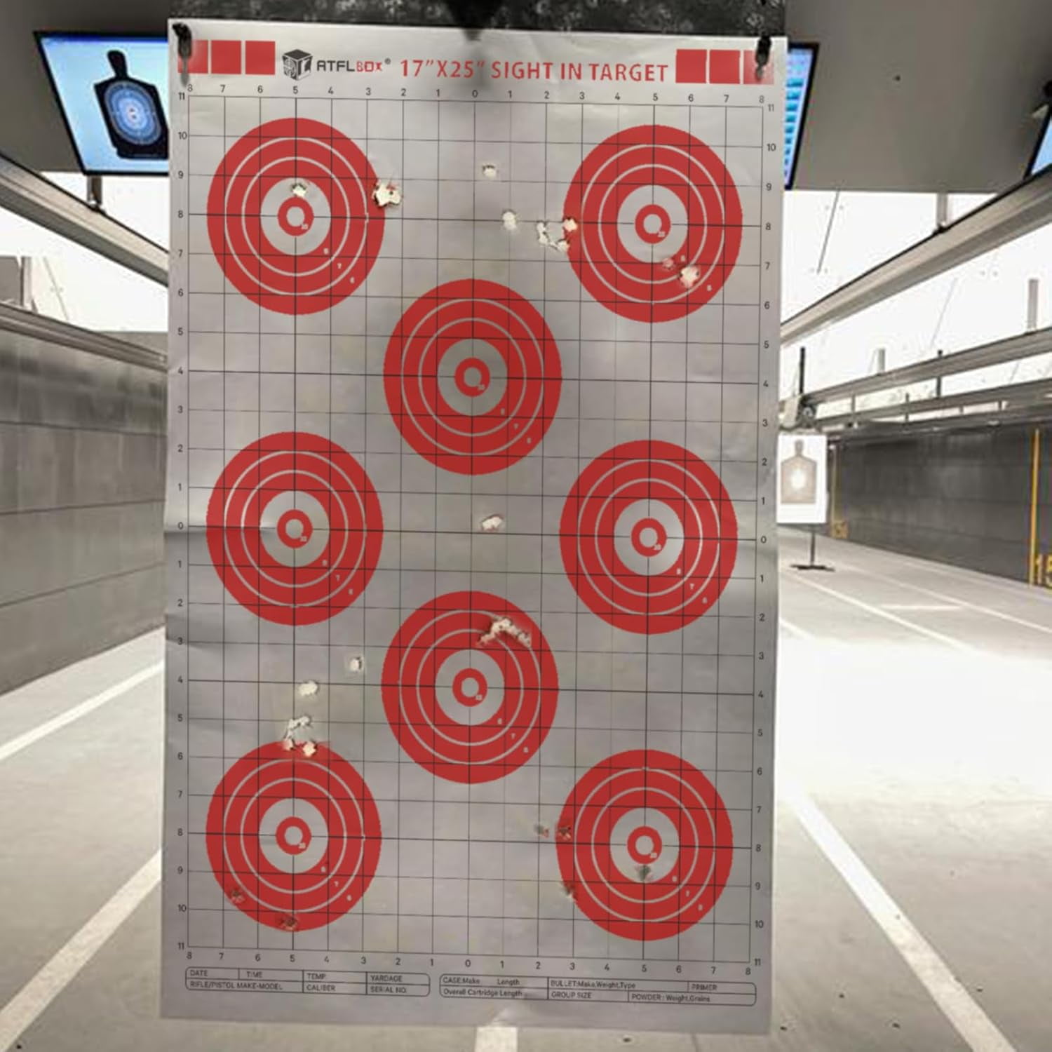 Sight in Shooting Range Paper Target, 17X25 Inch Paper Red Bullseye Shooting Targets Suitable for Handgun, Rifle, Pellet Gun, Airgun, BB Guns, Airsoft