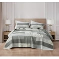 thumbnail image 2 of Chezmoi Collection 3-Piece Muted Gray White Ivory Floral Plaid Rectangular Patchwork Cotton Quilt Reversible Lightweight Bedspread Set, King Size, 2 of 9