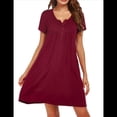 thumbnail image 1 of Camisones para Mujer, de Corta, con Bolsillos y Estampado Floral. Rojo Vino S, 1 of 5