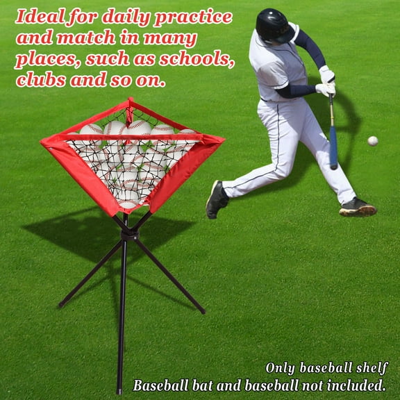 Sunrise Portable Batting Practice Baseball Softball Ball Holder W/Carry Bag, Red and Black