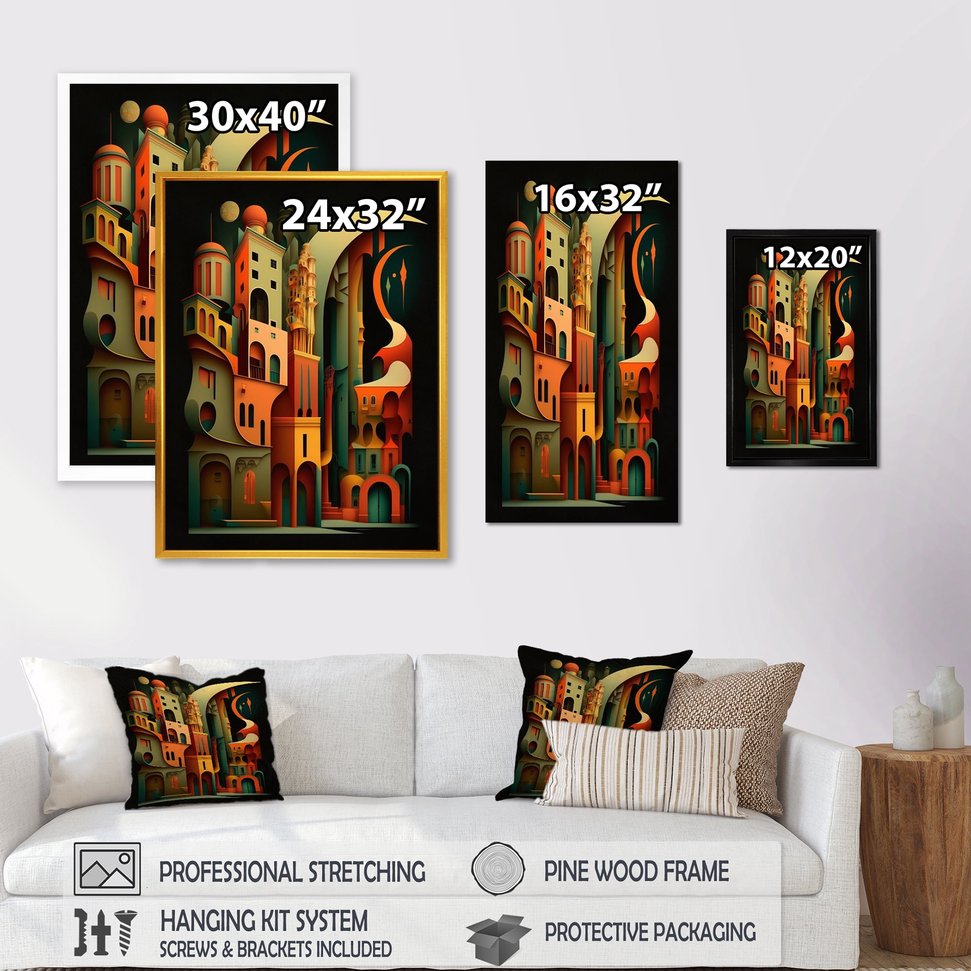 Designart Geometric Graffiti IV Canvas Wall Art