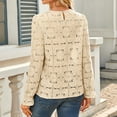 thumbnail image 6 of Mohiass Women Eyelet Long Sleeve Tops Shirts Dressy Hollow Out Crochet Lace Embroidered Blouses 2025 Fashion Cute Going Out Shirts Khaki M, 6 of 6