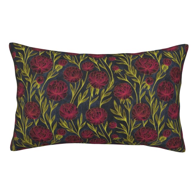 Fotbe Burgundy Peony Flowers Funda de Almohada Decorativa Estilo Occidental, Lujo en Algodón, Fundas para Almohadas King, Cojín Estampado para Decoración del Hogar-20"x30"