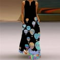 thumbnail image 3 of Black Dress Sleeveless Elegant Black Dress Casual Plus Size Long Dresses Summer Beach Woman Rose Print Maxi Dress, 3 of 5