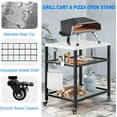 thumbnail image 4 of Stainless Steel Outdoor Grill Cart Pizza Oven Stand Trolley Table with Wheels Three-Shelf Movable Food Prep and Work Table Heavy Duty Grill Carts Outdoor Cart 31.5"×24"×35.5", 4 of 6