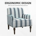 thumbnail image 4 of PIA RICCO Stripe Accent Chair Upholstered Armchair with Wood Legs Comfy Single Sofa for Living Room, Dark Blue, 4 of 5