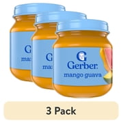 (3 pack) Gerber Stage 2 Baby Food, Mango Guava, Fruit Puree, Non-GMO, Baby Puree 4 oz