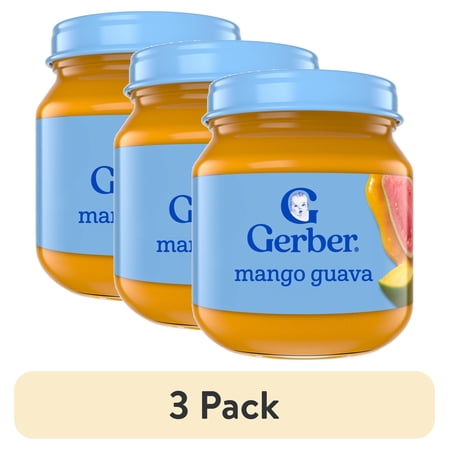(3 pack) Gerber Stage 2 Baby Food, Mango Guava, Fruit Puree, Non-GMO, Baby Puree 4 oz