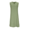 thumbnail image 6 of Horkkom Midi Dresses for Women Sleeveless Solid Color Summer Dresses Vacation Loose Linen Dress, S-2XL, 6 of 9