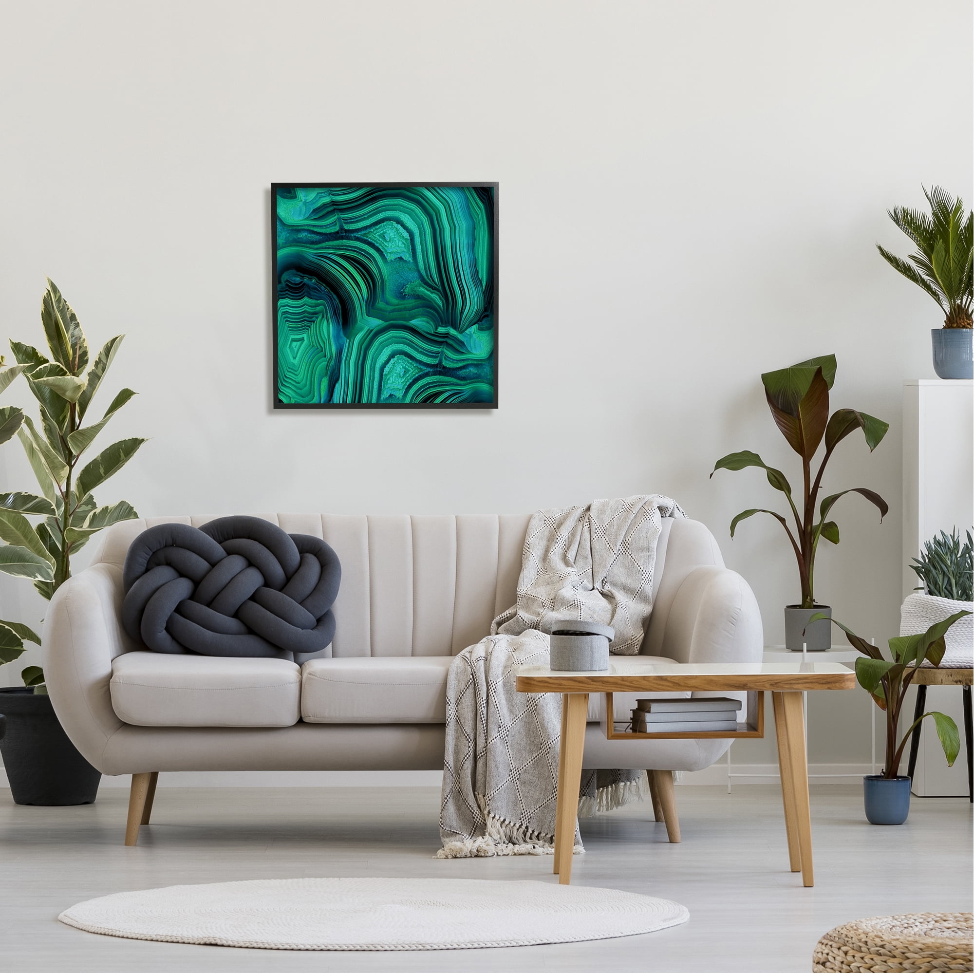 Stupell Green & Blue Malachite Abstract Abstract Painting Black Framed Art Print Wall Art