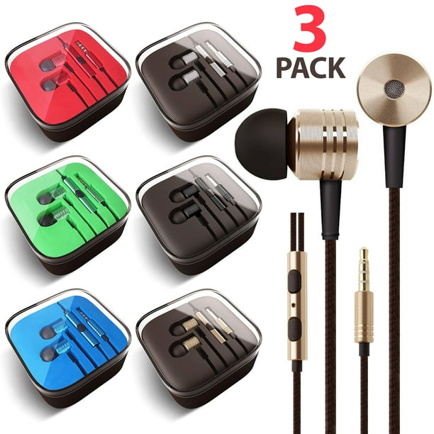 3x Pack 3.5mm Headphones InEar Earbuds Afflux Universal Stereo Headset