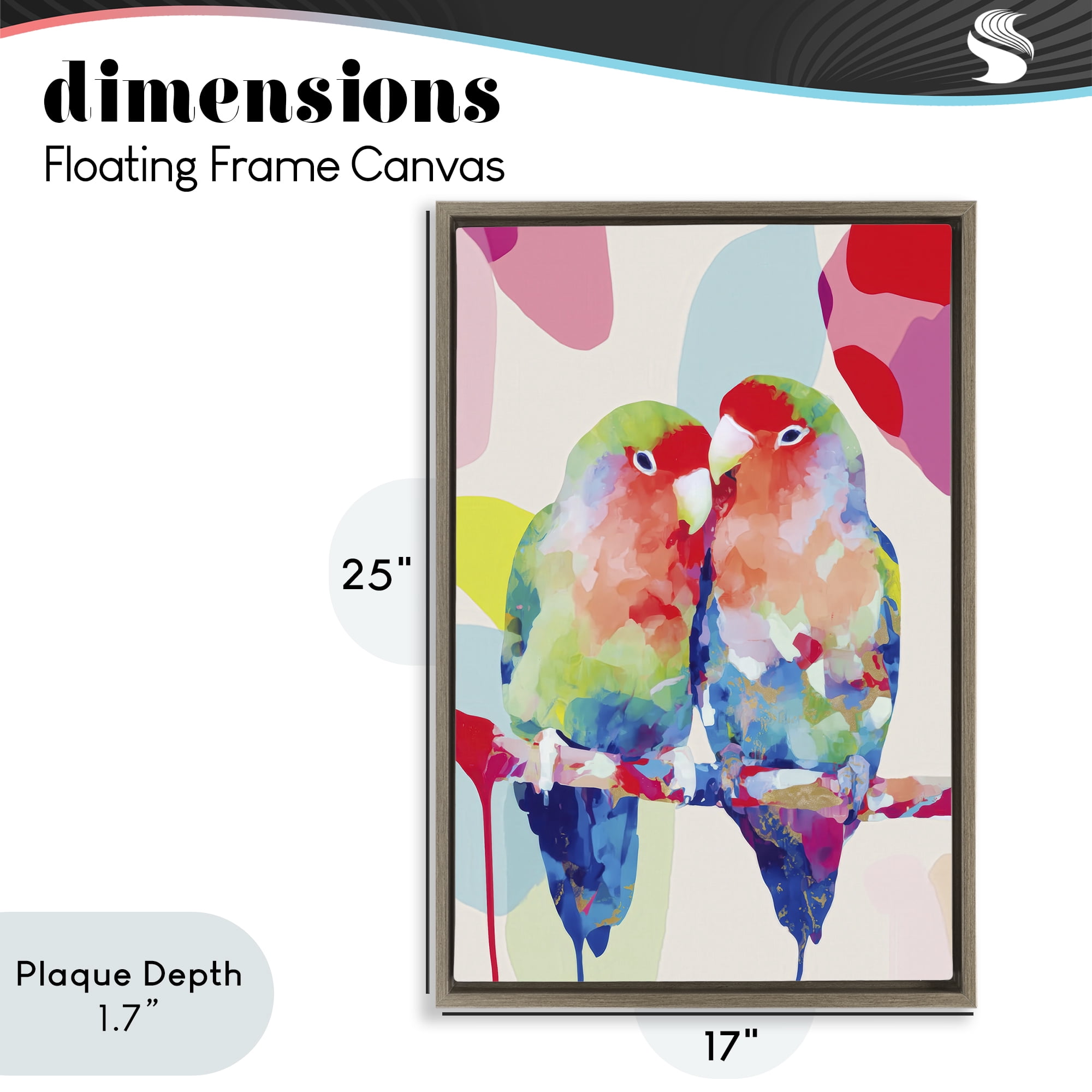 Stupell Industries Lovebirds on a Branch Brown Framed Floater Canvas Wall Art, design by Chromatic Storm Studio