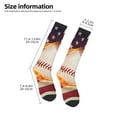 thumbnail image 2 of Daiia Sports Socks Baseball Ball With Flag Printed Novelty Crew Socks for Men Women Knee High Socks Cotton Socks Soft & Breathable Support Unisex Socks, 2 of 9