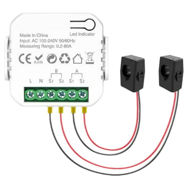 Medidor de Energía Inteligente EZLIFE Doble Canal WIFI Tuya con Alarma Sonora y por Aplicación D N0U5