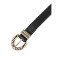 thumbnail image 2 of INSPIRE CHIC Women Gold Buckle Vintage Belts, 1.1" Width Classic Faux Leather Waistband for Jeans Pants Dresses 43.3x1.1"(LxW) Black, 2 of 6