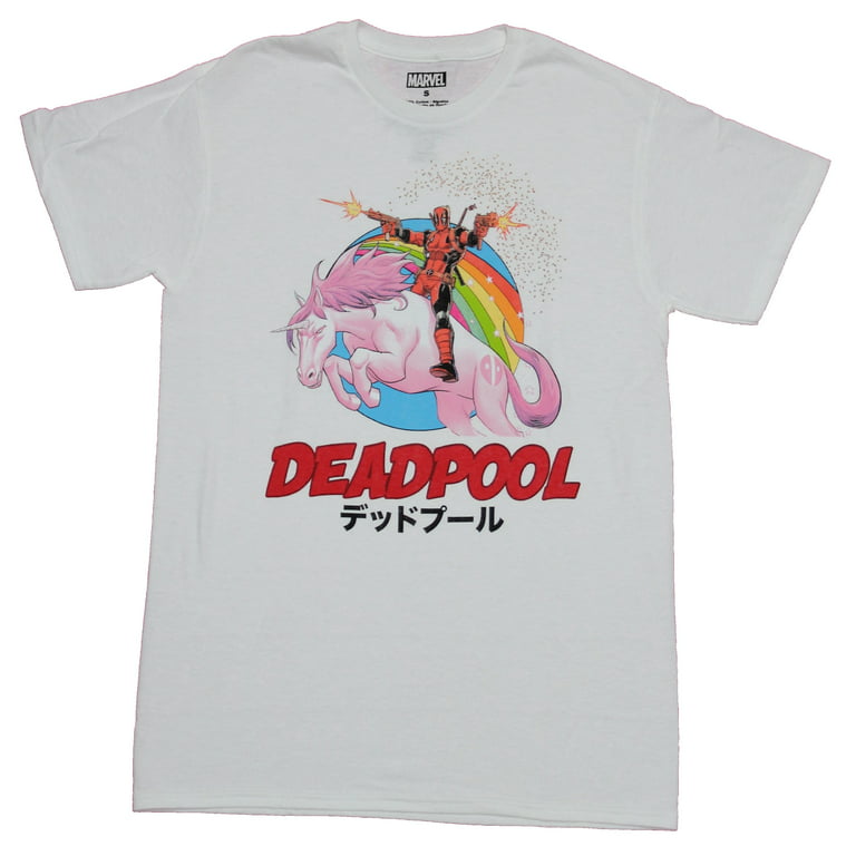 ris letvægt animation Deadpool Mens T-Shirt - Gun Shooting Unicorn Riding Rainbow Image (Large) -  Walmart.com