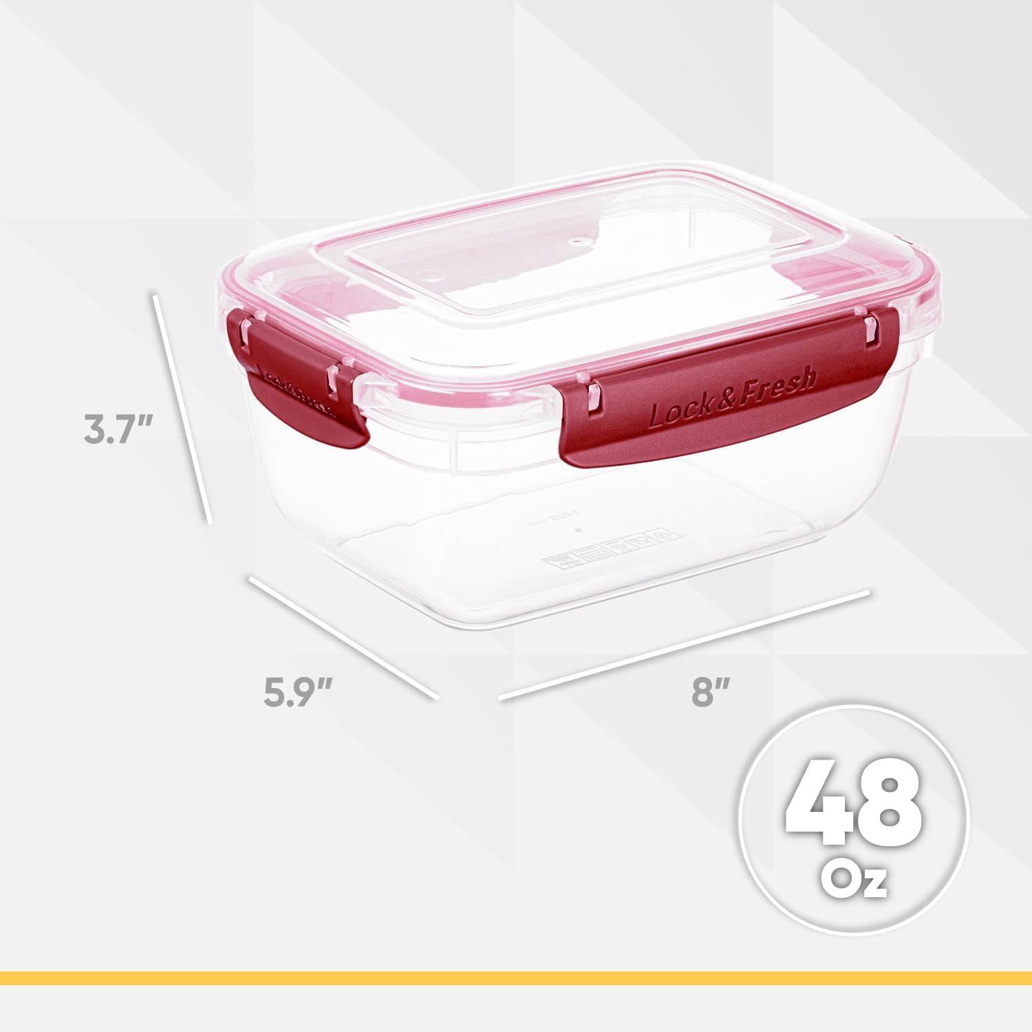 Superio Brand Superio Airtight Food Storage Container with Leakproof Lid 48 Oz - Red