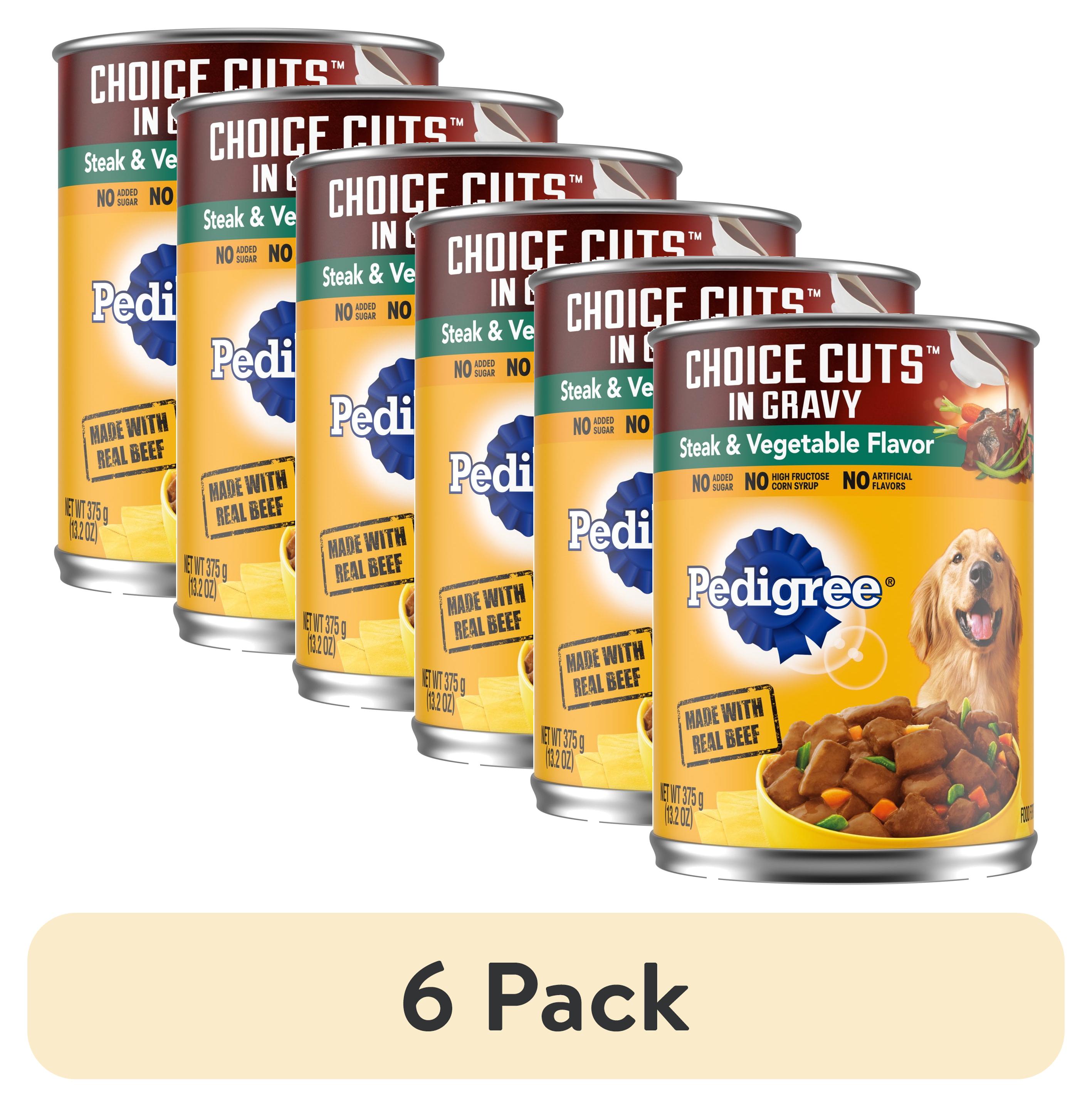 (6 pack) Pedigree Choice Cuts In Gravy Adult Wet Dog Food Steak & Vegetable Flavor, 13.2 Oz Cans 12 Pack