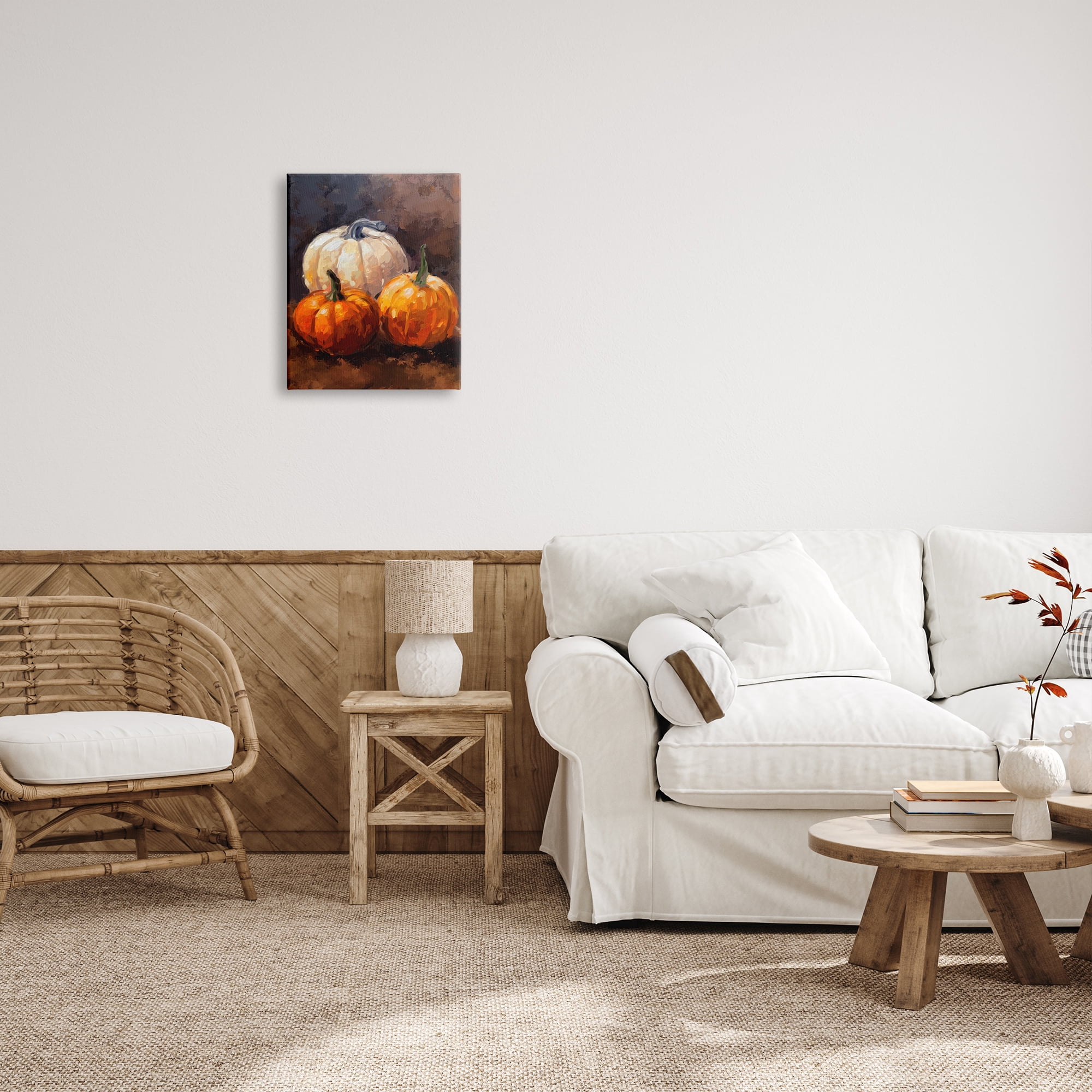 Stupell Industries Pumpkin Painting Still Life Holiday Painting Gallery Wrapped Canvas Art Print Wall Art, 16 x 20