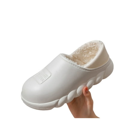 

Kesitin Unisex Comfort Plush Lining Home Shoes Walking Anti-Slip Winter Slipper Lightweight Waterproof Moccasin Slippers White 5