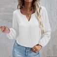 thumbnail image 4 of Womens Fashion Tops Loose Chiffon Shirts Temperament Solid Color Long Sleeves Bottoming Shirts for Everyday Wear, 4 of 8