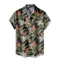 thumbnail image 4 of IWRICH Hawaiian Shirts for Men Printed Casual Short Sleeve Button down Shirts Summer Floral Holiday Beach Shirts 04-Green L, 4 of 4