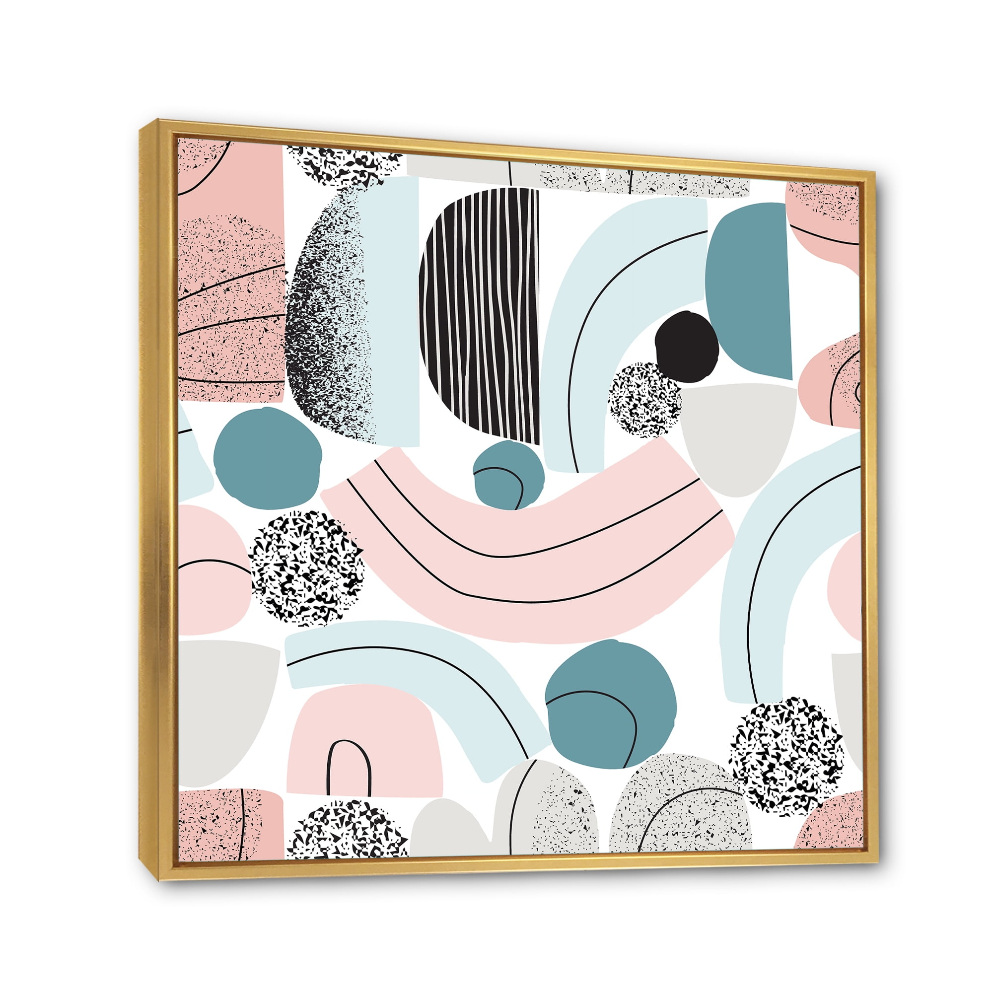 Designart 'Art Collage In Pastel Colors' Modern Framed Canvas Wall Art Print