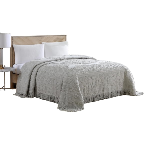 Chenille Bedspread King Gray
