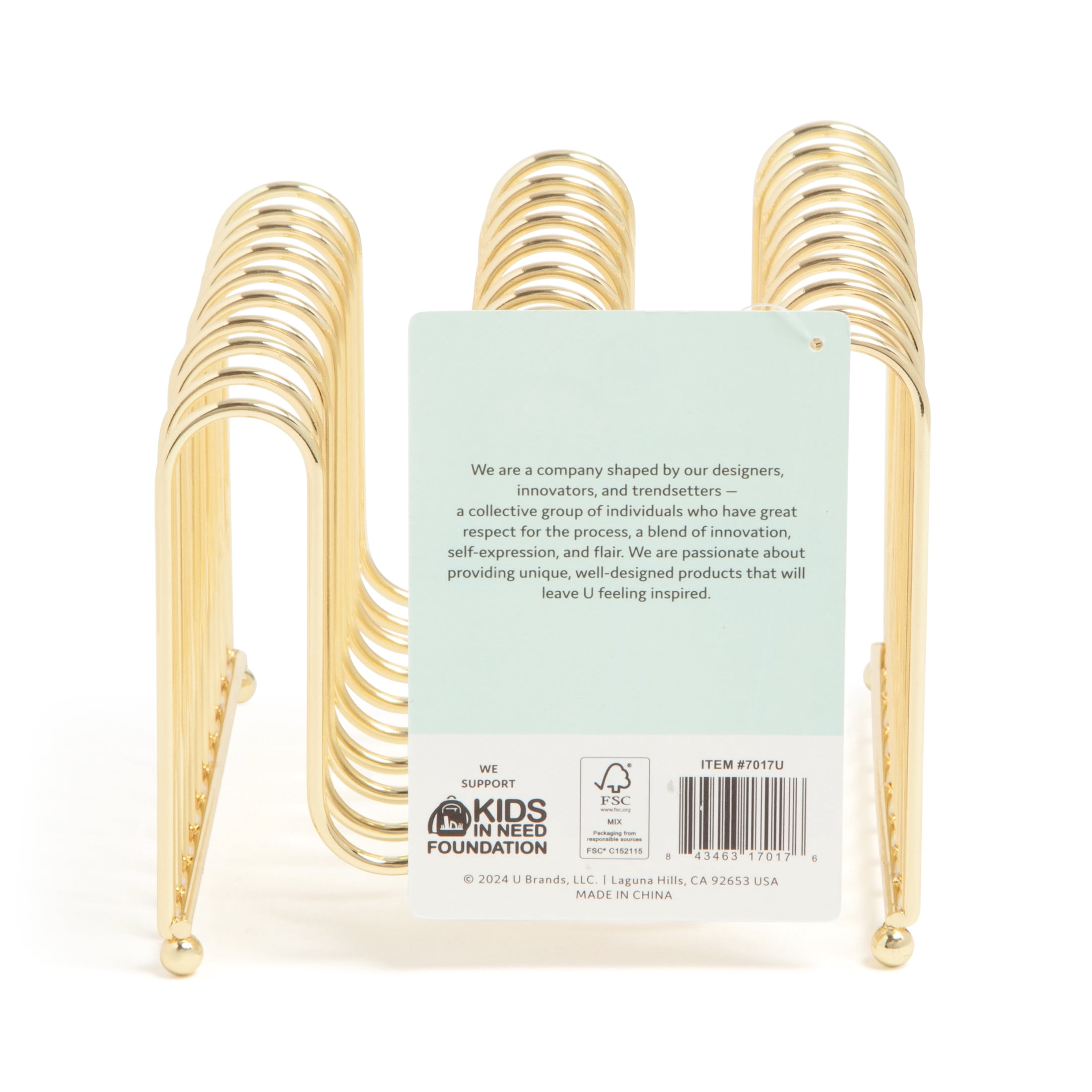 U Brands Bent Wire Letter Sorter, 5.95 x 5.2 x 4.21 in., Gold