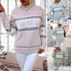 thumbnail image 5 of Suéter navideño con estampado de copos de nieve para mujer, otoño e invierno, 2024, cuello redondo, manga larga, elegante, de punto, para mujer, 5 of 5