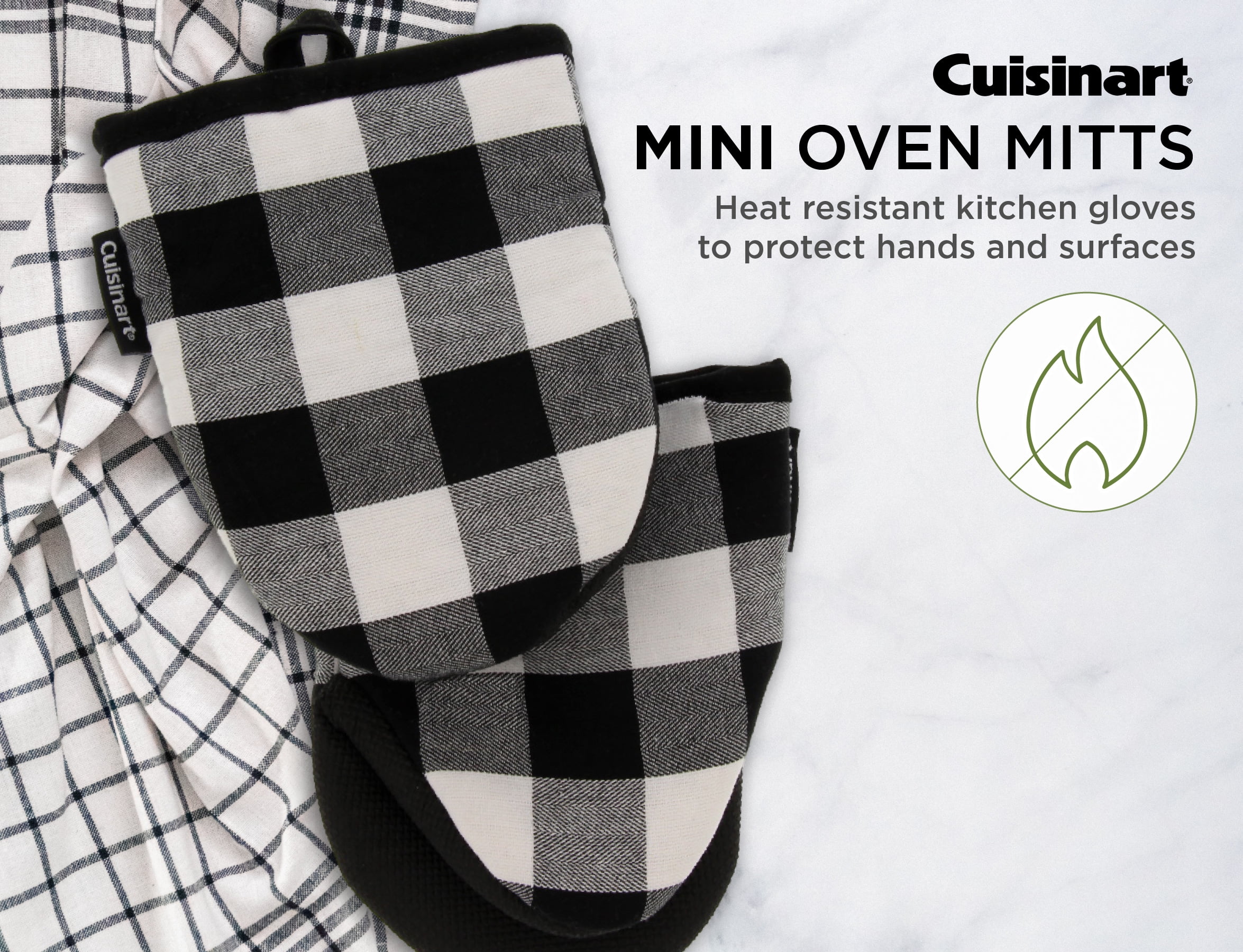 Cuisinart - Black & White Dot & Dash Pattern Mini Oven Mitt, 2-Pack