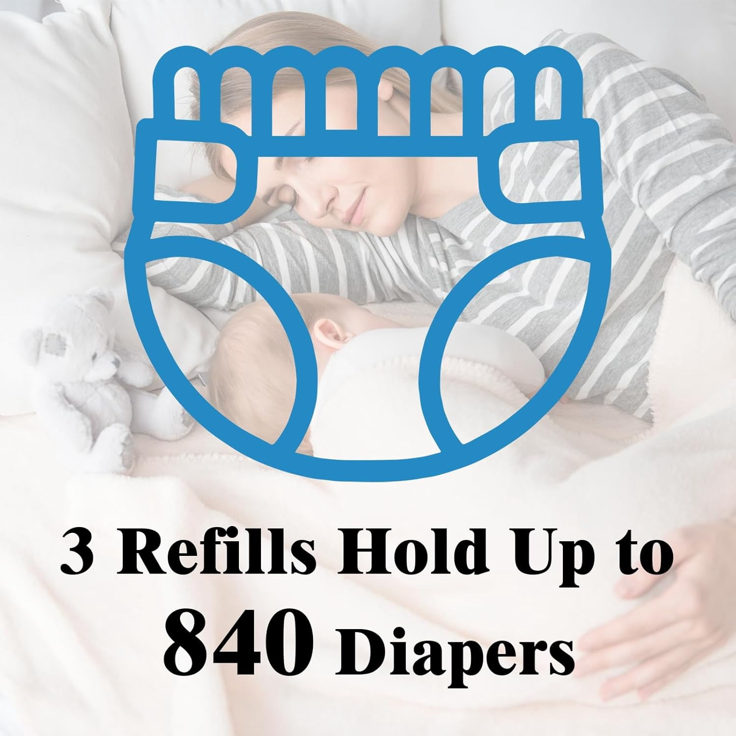 Diaper Pail Refill Bag, Suitable for Genie and Munchkin Diaper Buckets, with Odor Absorption Function, Each Roll Contains 1120 Count