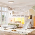 thumbnail image 4 of Leumius Twin over Full Playhouse Metal Bunk Bed with Slide & Ladder, House Shaped Bunk Bed with LED Light Strip, Privacy Curtain, Movable Storage Cabinet and Hanging Rod for Bedroom White, 4 of 9